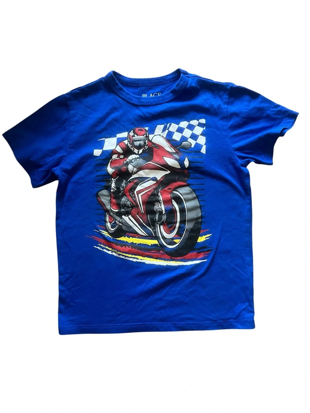 Children’s Place Boys Blue Motorcycle Tshirt | Size 5/6